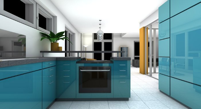 Haus wertvoller - blaue Küche